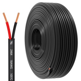 18 Gauge Wire 2 Conductor Electrical Wire, 18 AWG 0.82mm² Wire PVC Cord, 12V/24V DC Low Voltage/Copper-clad Aluminum(CCA)Flexible/2 Wire for Automotive Wire LED Strips Lamp Lighting Marine(15.3M/50FT)