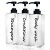 Shampoo Dispenser - Refillable Shampoo and Conditioner Bottles (Clear, Set