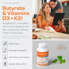 AmpBiotic 90 Capsules by RedoxBox - Butyrate & Vitamin D3 (1000 IU) + K2 (MK-7) (40μg)