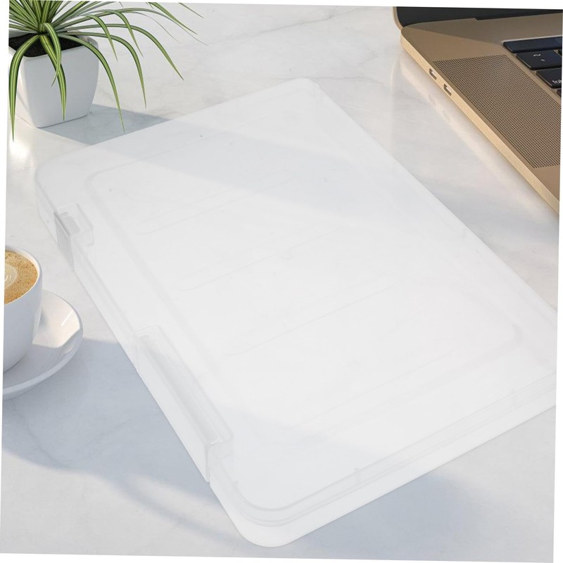 Sosoport 4pcs Portable File Storage Box Transparent Plastic Organizer for