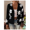 SHENHE Women's Floral Cardigan Sweater Open Front Long Sleeve Button