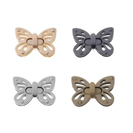 LARATH 4 Pieces Butterfly Shaped Clasp Turn Lock Metal Purse Twist Lock Closure Exquisite Practical Bag Buckles for DIY Craft Handbag Shoulder Bag Making Accessories, Mixed Color