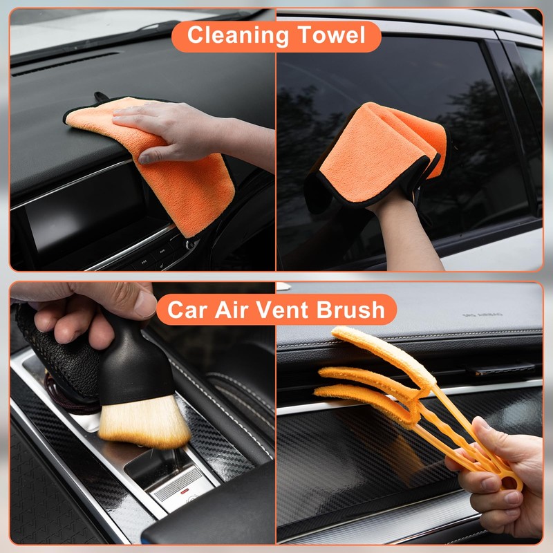 Viewsun Windshield Cleaner Tool, 15Pcs Car Interior Cleaning Kit, Detailing