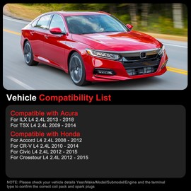 GPMMWPG Ignition Coils Pack UF602 Fits for Acura ILX TSX 2.4L 2009-2018, Fits for Honda Accord 2008-2012, CR-V 2010-2014, Civic 2012-2015, Crosstour 2012-2015 L4 2.4L, Set of 4