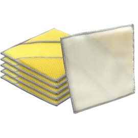 Honeydak 6 Pcs Car Interior Scrubbing Sponge with Pockets 6.8 x 6.8 Inch Nylon Bristles Car Wax Applicator Yellow Square Sponges for Leather, Plastic, Vinyl and Upholstery Cleaning