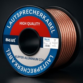 Germany B.e.s.t 10 m Speaker Cable 2 x 2.5 mm² for Speakers and Home Cinema Systems, HiFi Cable, Box Cable, CCA - Copper Aluminium