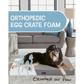 OhGeni 44 Inch Orthopedic Waterproof & Machine Washable Dog Bed with Egg Crate Foam Support, Non-Slip Bottom and Removable Pet Bed Cover for Extra Large, Large, Medium, Small Dogs (Gray)