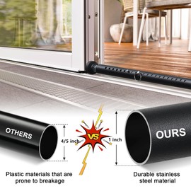 Sliding Door Security Bar，17.5-50 inch Adjustable Patio Door Security bar, Heavy Duty Window Security Bars Inside for Sliding Glass Door Home Apartment Bedroom(Black)
