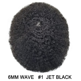 LYRICAL HAIR Afro Curly Toupee for Black Men 8X10 Full Poly African American Human Hair Systems Injected PU Hairpiece Replacement Skin Kinky Curly Wigs (6MM Afro Wave, 1# Jet Black)