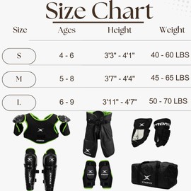 TronX Hockey Protective Gear Set - Ice Hockey Equipment with Bag - Youth Hockey Gear Kit- Shoulder, Elbow, Shin Pads, Gloves, Pants & Bag (Large)