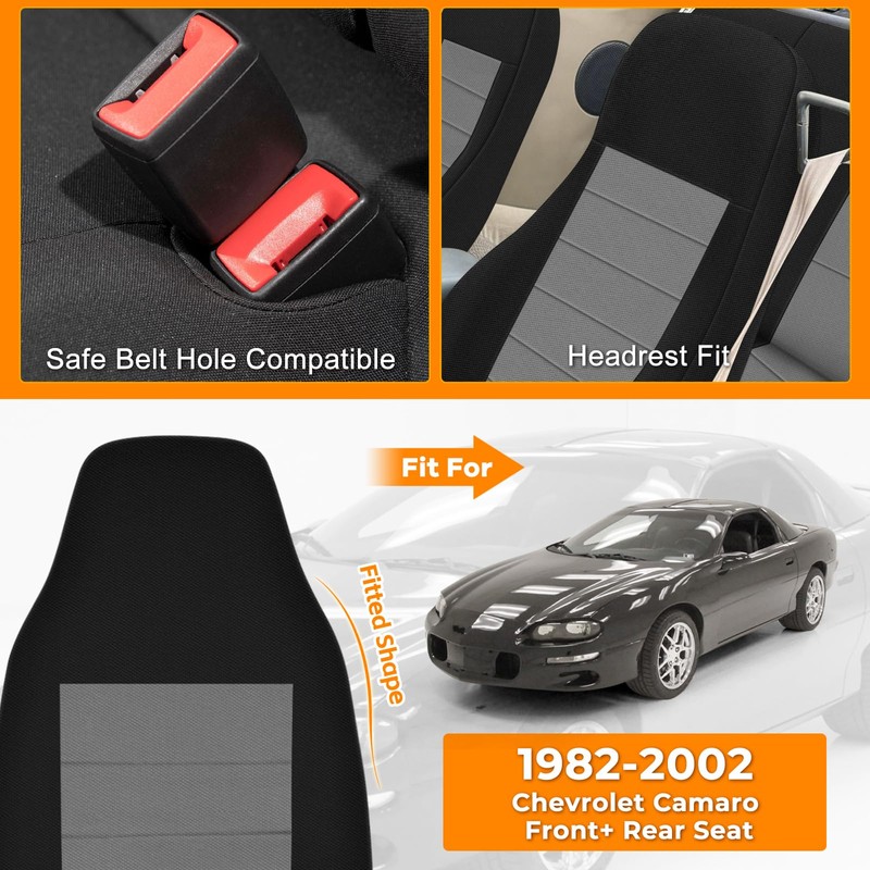 Kistrba Front & Rear Seat Cover Compatible with 1982-2002 Chevy