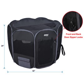 WINiPET 2-Door Folding Soft Pet Playpen (2 Year Warranty), Plus Carrying Bag and Food Grade Silicone Bowl, 10-Size and 12-Color Portable Dog Cat Playpen, Exercise Pen, Indoor & Outdoor Pet Home