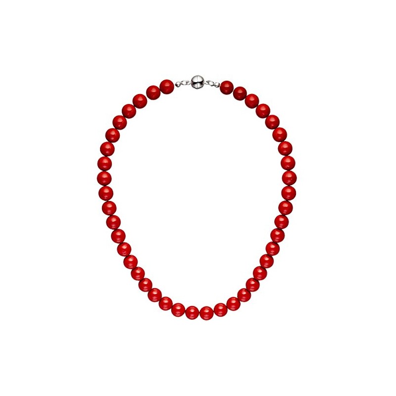 Jobo Ladies 10mm Shell Pearl Necklace 45cm, Metal, Pearl