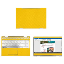 Decalrus - Protective Decal for HP Envy X360 15M-CN0011DX (15.6" Screen) Laptop Yellow Carbon Fiber Skin case Cover wrap CFhpEnvyX360_15mYellow