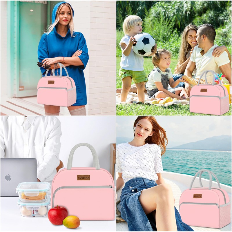 Coobiiya Lunch Bag for Women Men, Insulated Reusable Picnic Bag,