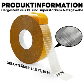 Multifunctional Double-Sided Tape, Transparent Tape for Clothes, Double-Sided Carpet Tape, Heavy Duty, 1 inch x 65 ft, 20 m Strong Double-Sided Tape with High Adhesion