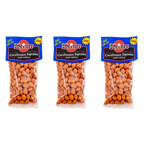 Gourmet Cacahuates Japones con Chile (Japanese Spicy Peanuts) 6.5oz Bag (Pack of 3)