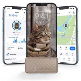 Tractive Smart Cat GPS Tracker | Real-Time Location & Wellness Monitoring for Cats 6.5 lbs+ | Territory & Location History | Up to 5-Day Battery | Breakaway Collar Included (Brown)