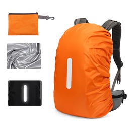 LeTradeJP Backpack Cover, Rain Cover, Reflective Waterproof Cover, Back Coating, Strong Waterproof, Keeps Your Luggage Wet, Storage Bag Included, Large Capacity, Durable, Lightweight, Anti-Theft