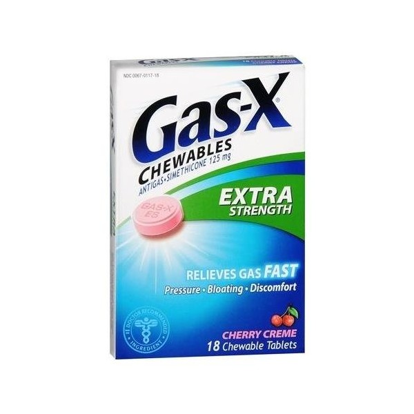 Gas-X Chewable Tablets Extra Strength Cherry Creme 18 TB - Buy Packs and SAVE (Pack of 5)