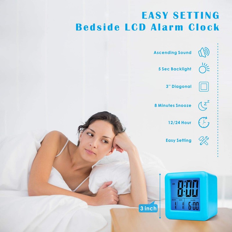 Plumeet Digital Alarm Clock Kids with Snooze and Nightlight -