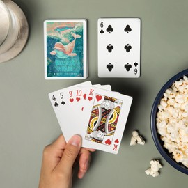 Lantern Press Monterey, California, Fluid Linework, Beluga Whale (52 Playing Cards, Poker Size Card Deck with Jokers)