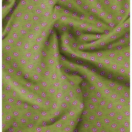 Soimoi Green Cotton Voile Fabric Monster Lips & Teeth Face Print Fabric by the metre 56 Inch Wide