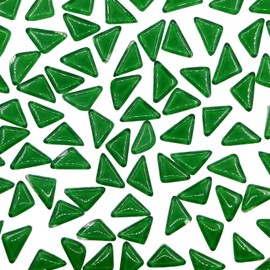Grass Green Triangle Mosaic Tiles, Assorted Colors Mosaic Glass Pieces Crystal Mosaic Triangular Tiles for Mosaic Beginners Home Mosaic Crafts Making, Pack of 100, 0.6 X 1 Inch
