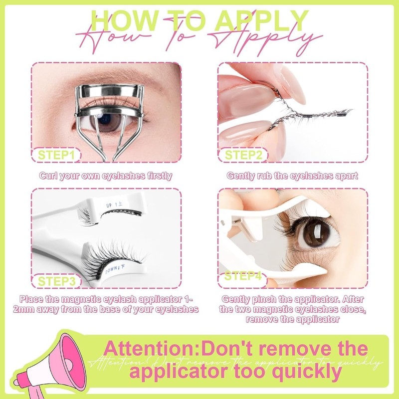 Fmalra Magnetic Eyelashes, Magnetic Eyelashes Without Eyeliner, Reusable Natural Look