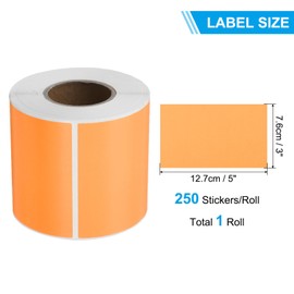 PATIKIL Rectangular Color Coding Labels 5 x 3 Inch, 250 Pcs Rectangle Colored Labels Sticker Moving Stickers Label Tags for Inventory Office Home Packing Box, Fluorescent Orange