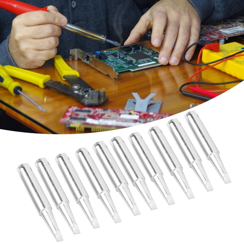 10Pcs Solder Iron Tip Brass Internal Heating Lead Free Soldering