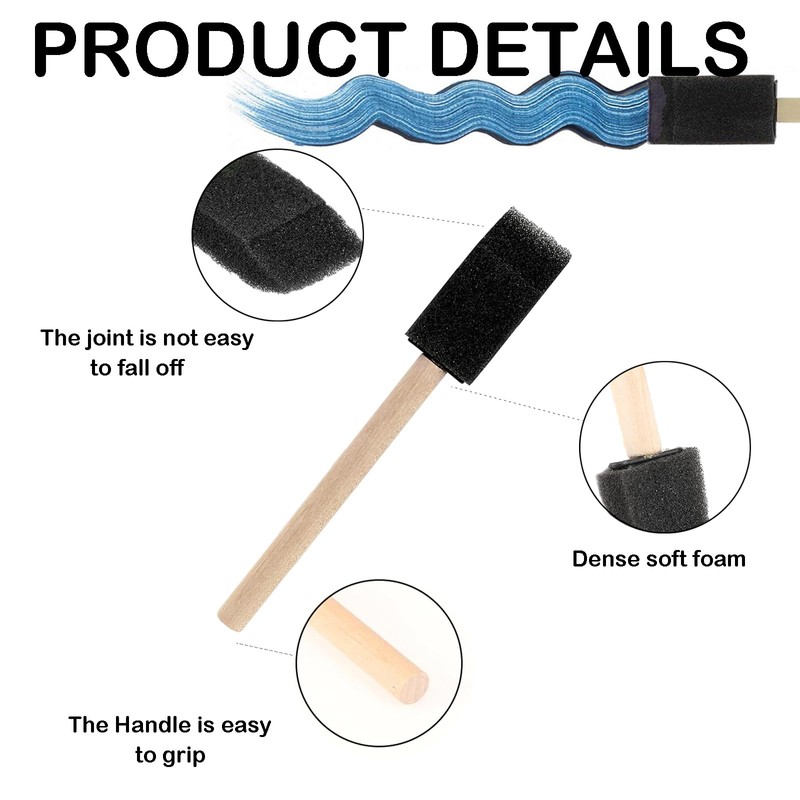24 Pcs Sponge Brush,1 Inch Foam Brush, Sponge Paint Brushes,