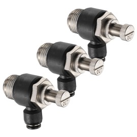 sourcing map 3pcs Air Flow Control Valve 6mm Tube OD x 1/2" PT Thread Push to Connect Fitting Air Line Fitting Elbow 90 Degree Speed Control Valve Adapter Fitting