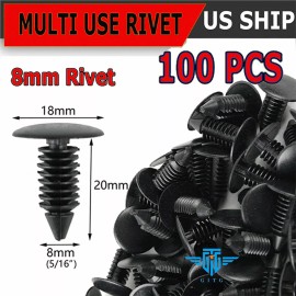 GITG 100X 8mm Bumper Clips Auto Car Hole Plastic Rivets Fastener Fender Push Pin NEW