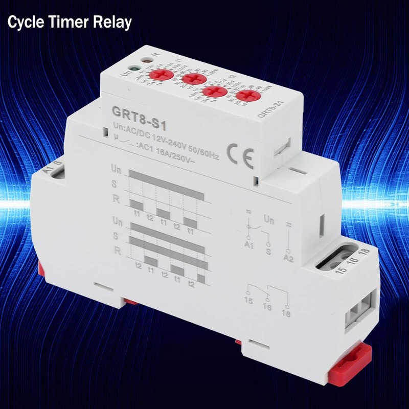 GRT8-S1 Asymmetric Cycle Timer, AC/DC 12V~240V SPDT Relay Electronic Repeat