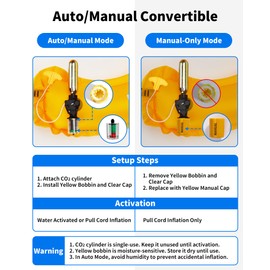 Owntop Automatic Inflatable Swim Jackets, Manual Inflate Belt Pack Adults with C02 Cylinder, Low Profile for Kayaking, Fishing, Paddle Sports (Orange)