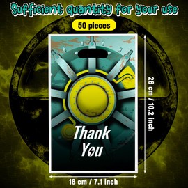 Andi Cppss Thank You Party Favor Bags - 50PCS Plastic Gifts Bags with Handles 7.1x10.2Inch Radioactive Symbol Pattern with Thank You Words Party Treat Bag Birthday Parties Snack Candy Bag for Kids