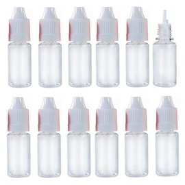OHEETU 50 Pcs 10ml Clear Plastic Squeezable Dropper Bottles Empty Refillable Eye Liquid Dropping Refueling Vials Sample Packing Storage Holder Container with White Screw Cap And Removable Plug