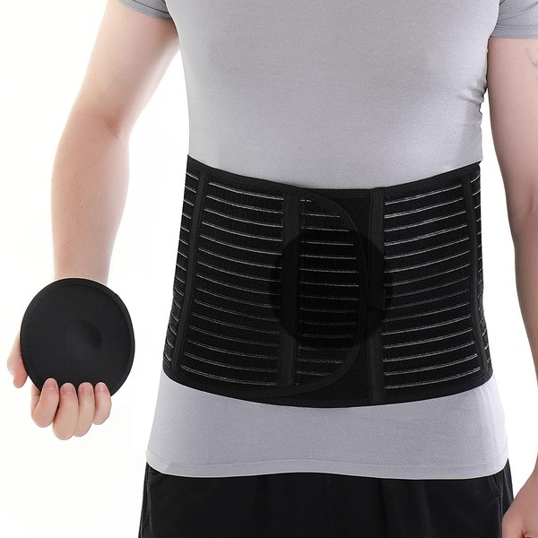 HKJD Abdominal Binder with 2pcs Different Hardness Compression Pad, Hernia