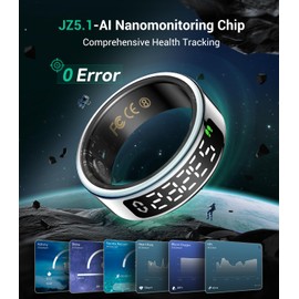 Smart Ring 5th Generation JZ5.1 Chip & 0% Measurement Error: Military-Tested Titanium - Design & IP68 Fitness Ring - 30 Languages - Support Smart Rings for Women & Smart Ring Men for Android IOS