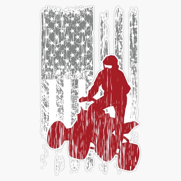 BZ Trading Usa Atv Quad Rider Grunge Flag Vinyl Decal