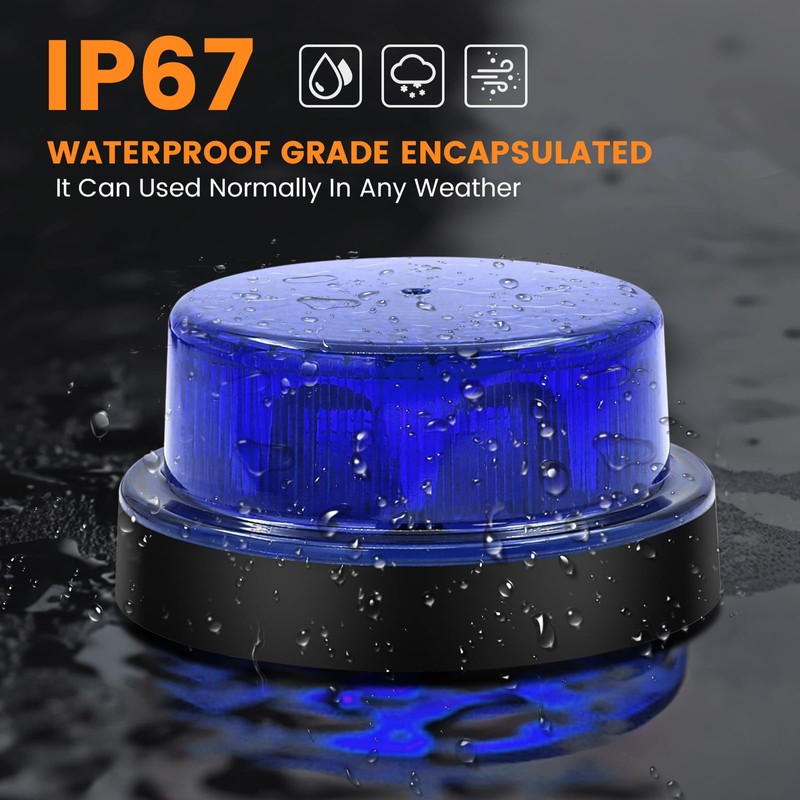 Biqing 2PCS Beacon Strobe Light,12V 24V Hazard Beacon Light Flashing