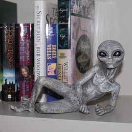 Alien Invasion 10” Sexy Male Lying UFO Extraterrestrial Garden Alien Statue and Figurine “Storm” – Alien Gray