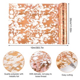 AUAUY Rose Gold Table Runner, 10M*28CM Metallic Foil Table Runner Tulle Roll, Sequin Table Runner for Gift Floral Wrapping DIY, Rose Gold Table Decoration for Party, Wedding, Birthday Party, Christmas