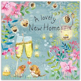 Twizler New Home Card - Champagne Mice Congratulations On Your New Home Card - House Warming Card - New Flat Housewarming Card