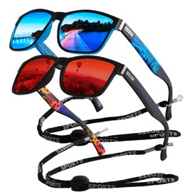 yoofun Polarized Sunglasses for Men Cycling Driving Fishing 100% UV Protection (Blue&Red)