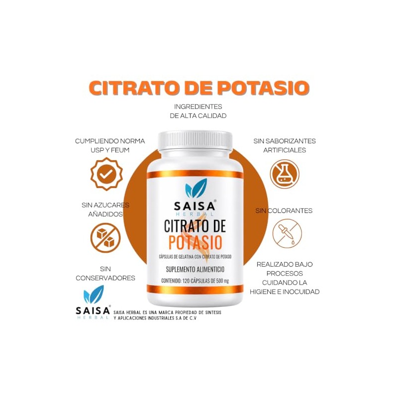 Citrato de Magnesio y Citrato de Potasio con 120 cápsulas