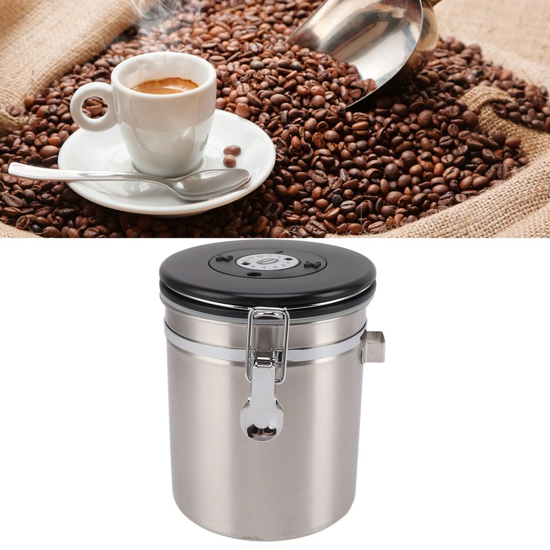 1.5L Coffee Canister Coffee Container with Scoop Date Tracker Stainless