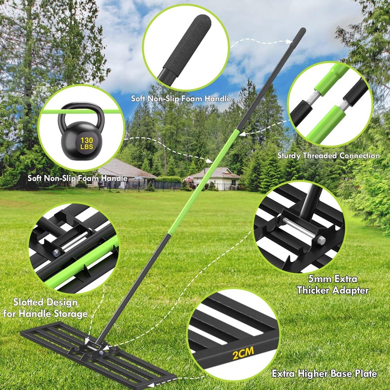 Seeutek Lawn Leveling Rake, 45” x 10” Lawn Leveler with