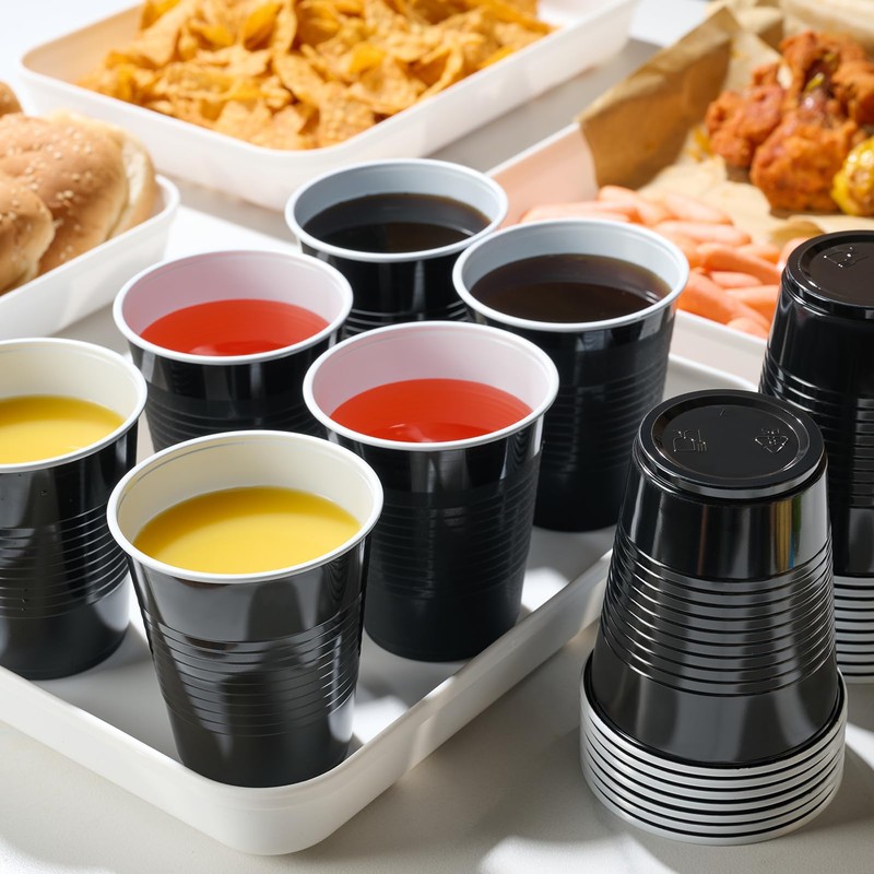 240 Pack 12 oz Black Plastic Cups, Disposable Party Plastic